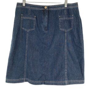 J. Jill Denim Jean Skirt Size‎ 14 Blue Straight Pockets Cotton Y2K NWT SS-1605